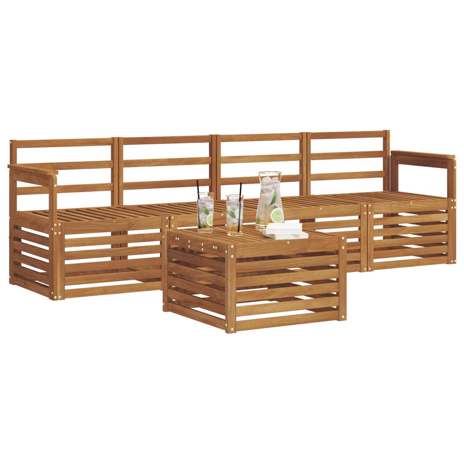 Set divani 5 pcs Naturale Legno di Acacia Massello | homemem39