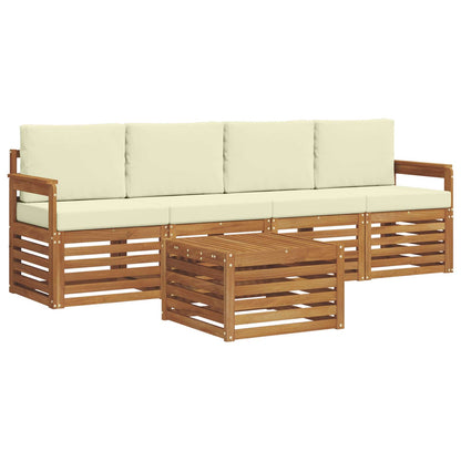 Set di divani da esterno con cuscino 5 pcs Naturale e Crema | homemem39