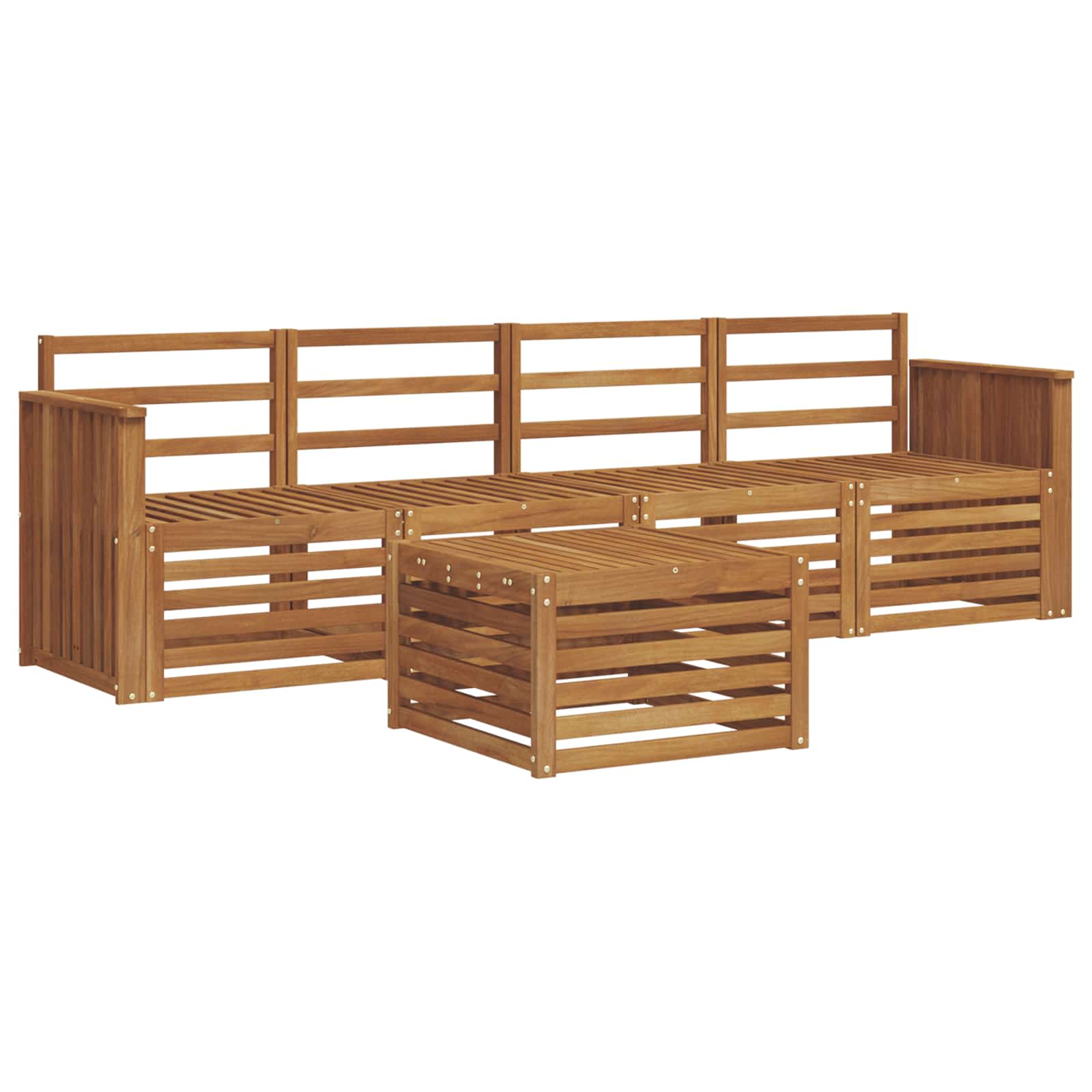 Set divani 5 pcs Naturale Legno di Acacia Massello | homemem39