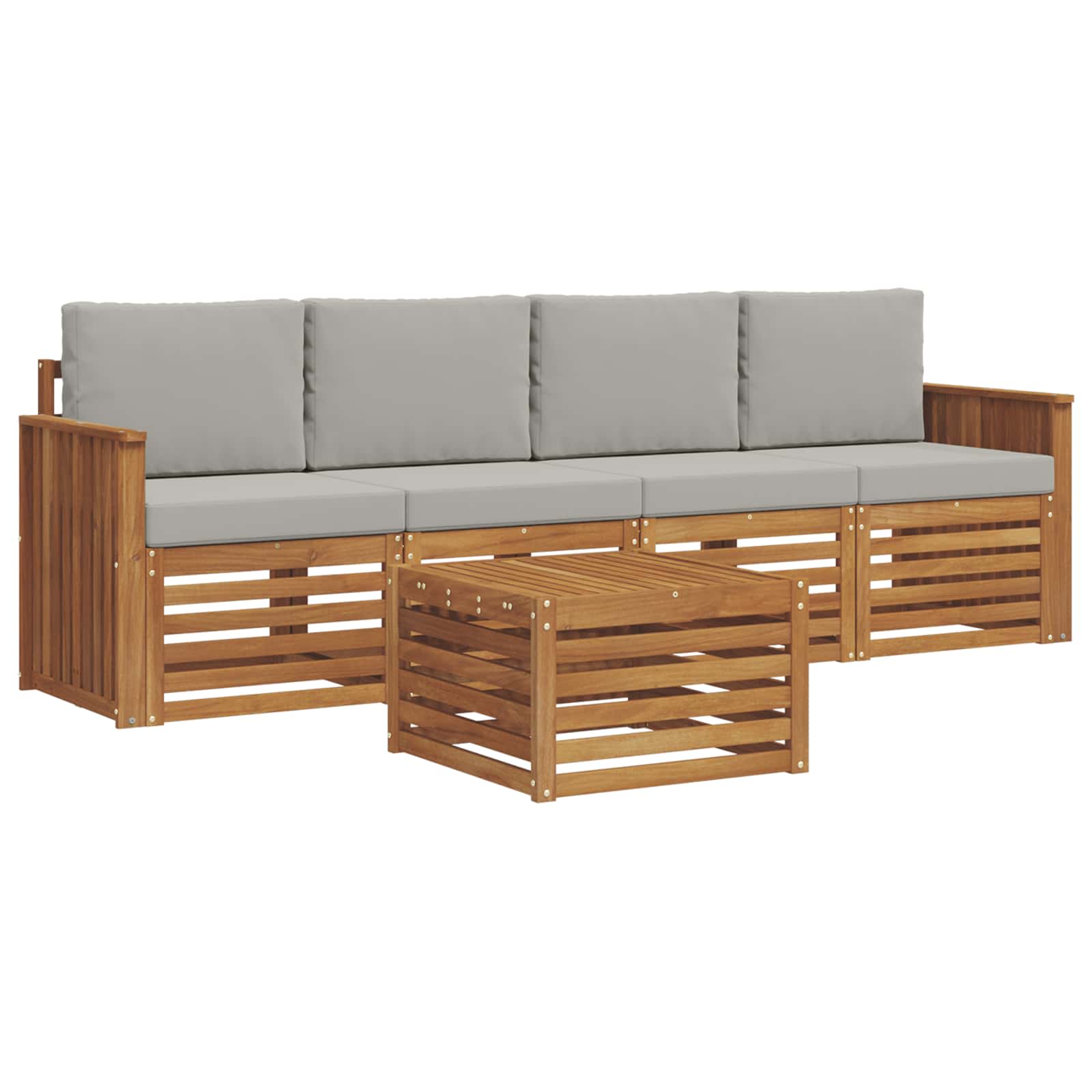 Set di divani da esterno 5 pcs Grigio Naturale e Chiaro | homemem39