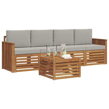 Set di divani da esterno 5 pcs Grigio Naturale e Chiaro | homemem39