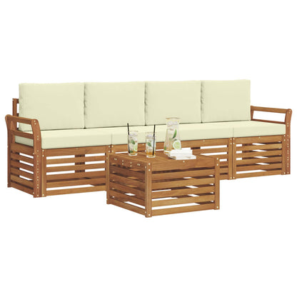 Set di divani da esterno con cuscino 5 pcs Naturale e Crema