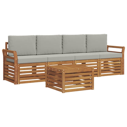 Set di divani da esterno 5 pcs Grigio Naturale e Chiaro