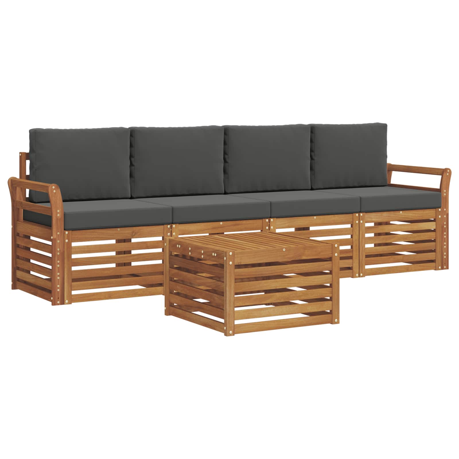Set di divani da esterno con cuscino 5 pcs Naturale e Antracite | homemem39
