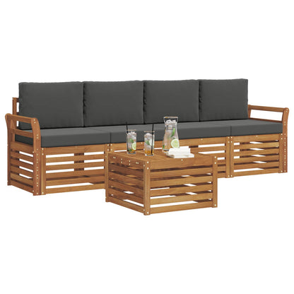 Set di divani da esterno con cuscino 5 pcs Naturale e Antracite | homemem39