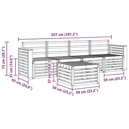 Set divani 5 pcs Naturale Legno di Acacia Massello | homemem39