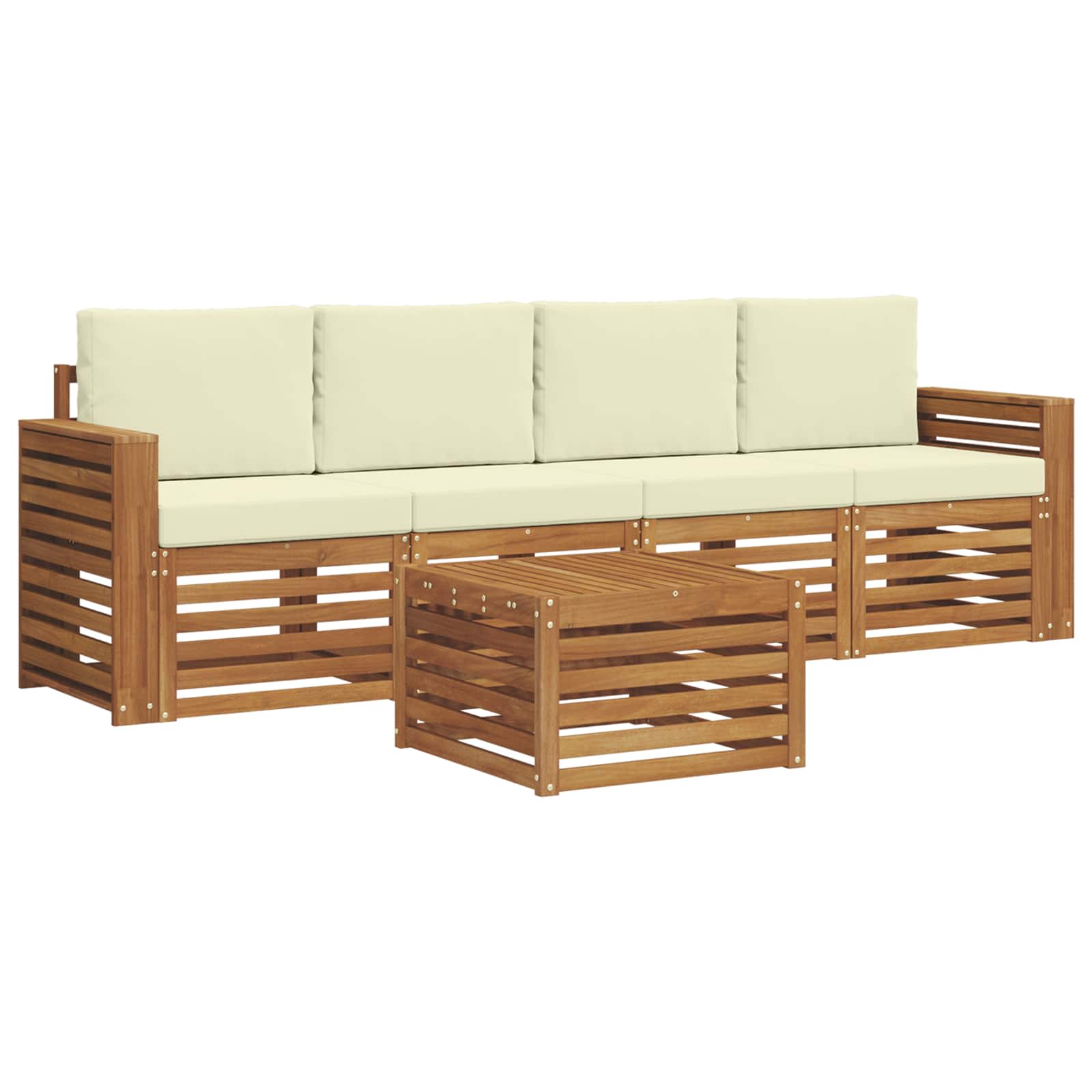 Set di divani da esterno con cuscino 5 pcs Naturale e Crema | homemem39