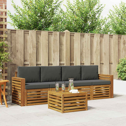 Set di divani da esterno con cuscino 5 pcs Naturale e Antracite | homemem39