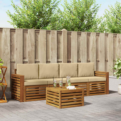 Set di divani da esterno con cuscino 5 pcs Naturale e Beige | homemem39