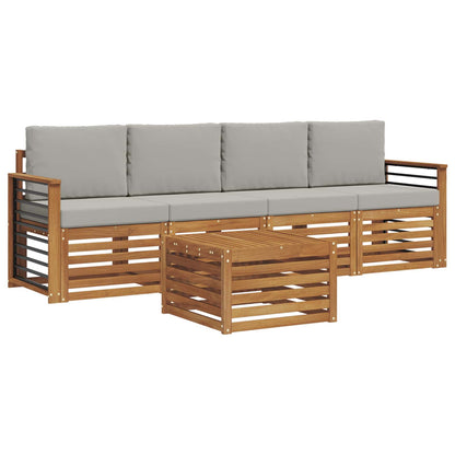 Set di divani da esterno 5 pcs Grigio Naturale e Chiaro | homemem39