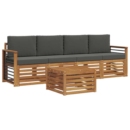 Set di divani da esterno con cuscino 5 pcs Naturale e Antracite | homemem39