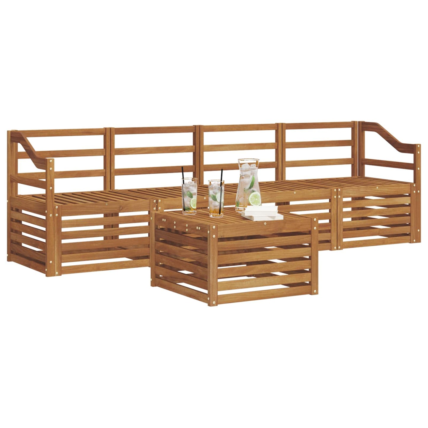 Set divani 5 pcs Naturale Legno di Acacia Massello | homemem39