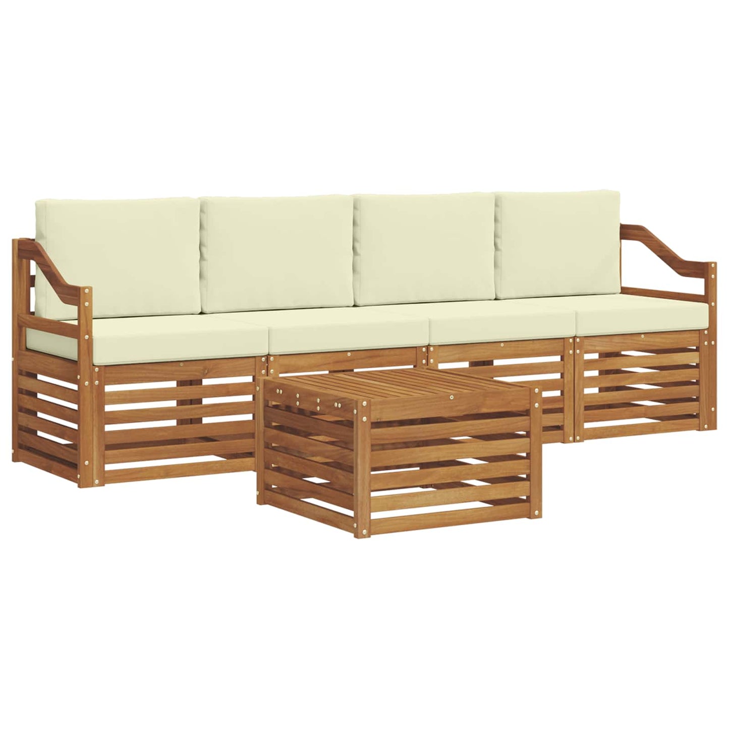 Set di divani da esterno con cuscino 5 pcs Naturale e Crema | homemem39