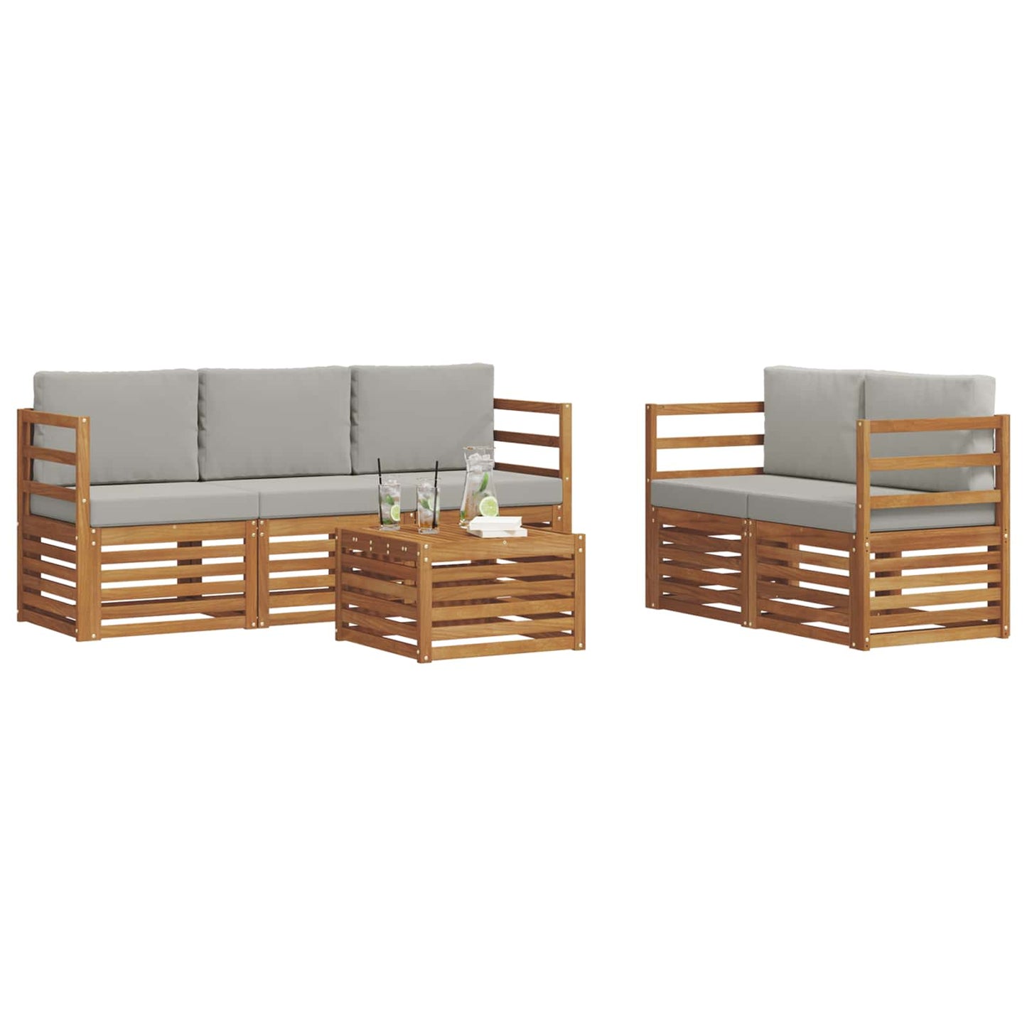 Set divani con cuscino 6 pcs Grigio Naturale e Chiaro | homemem39