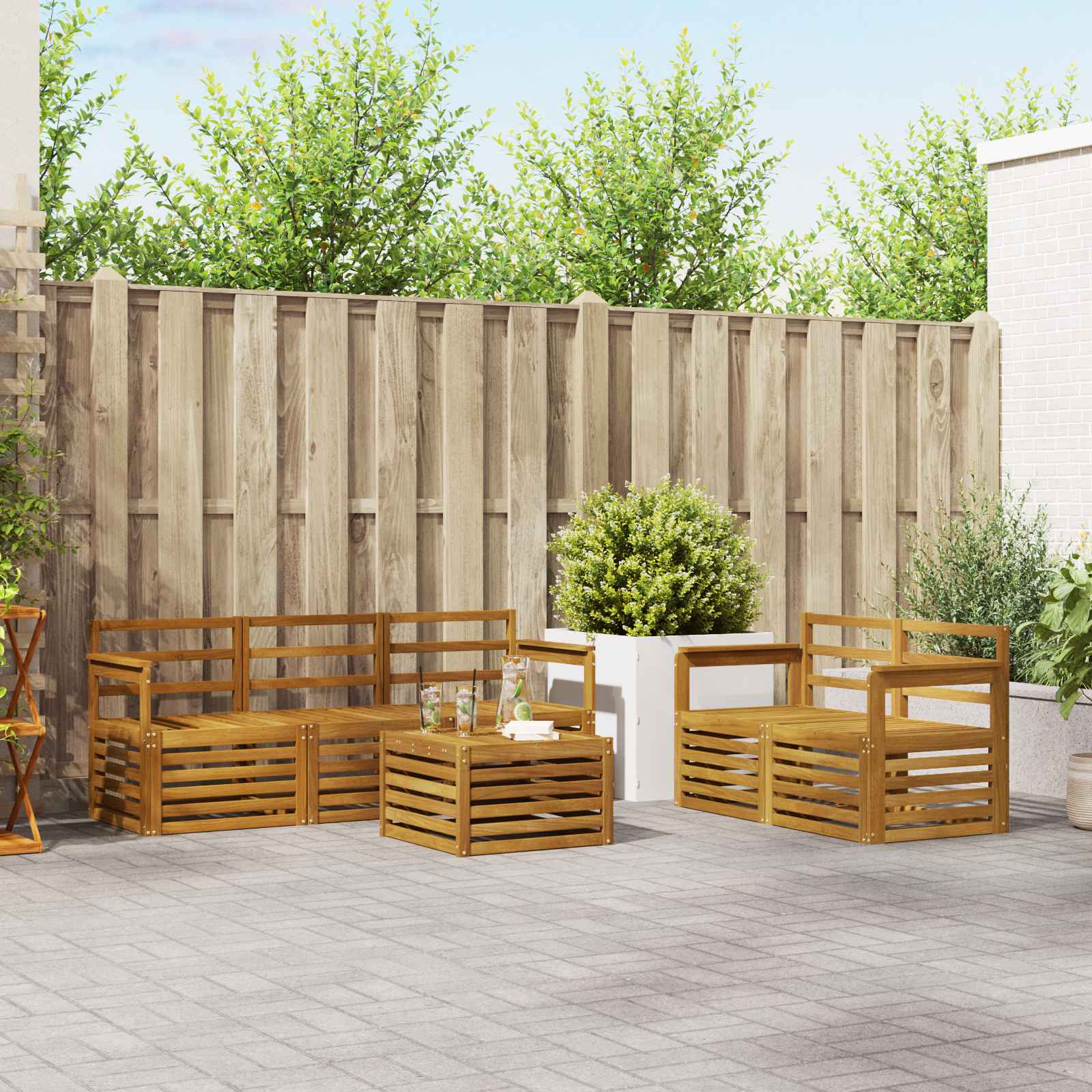 Set divani 6 pcs Naturale Legno di Acacia Massello | homemem39