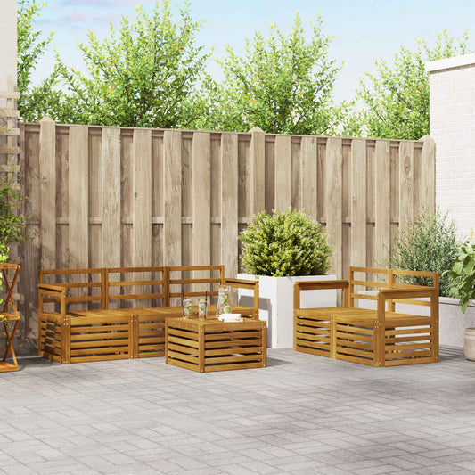 Set divani 6 pcs Naturale Legno di Acacia Massello | homemem39