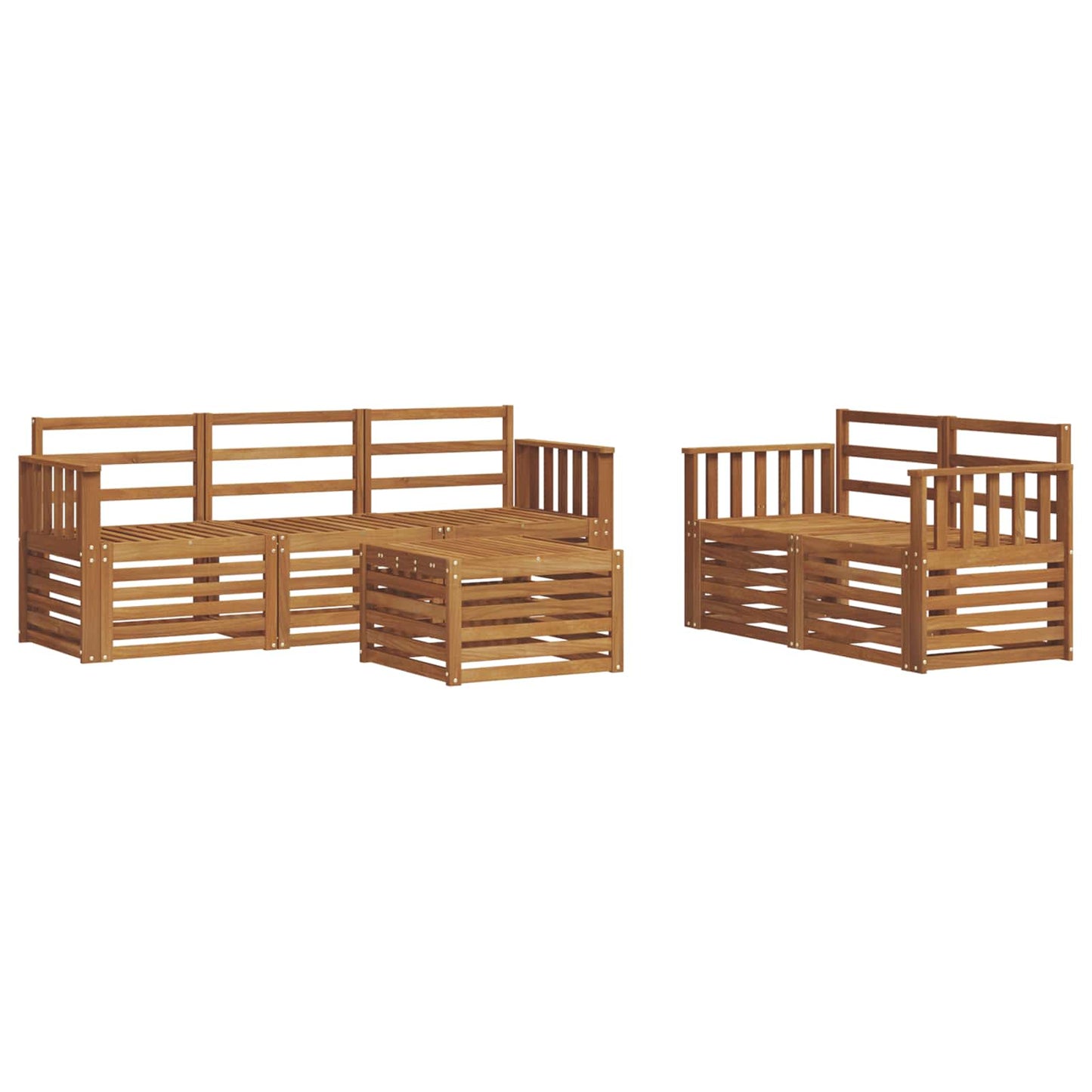 Set divani 6 pcs Naturale Legno di Acacia Massello | homemem39