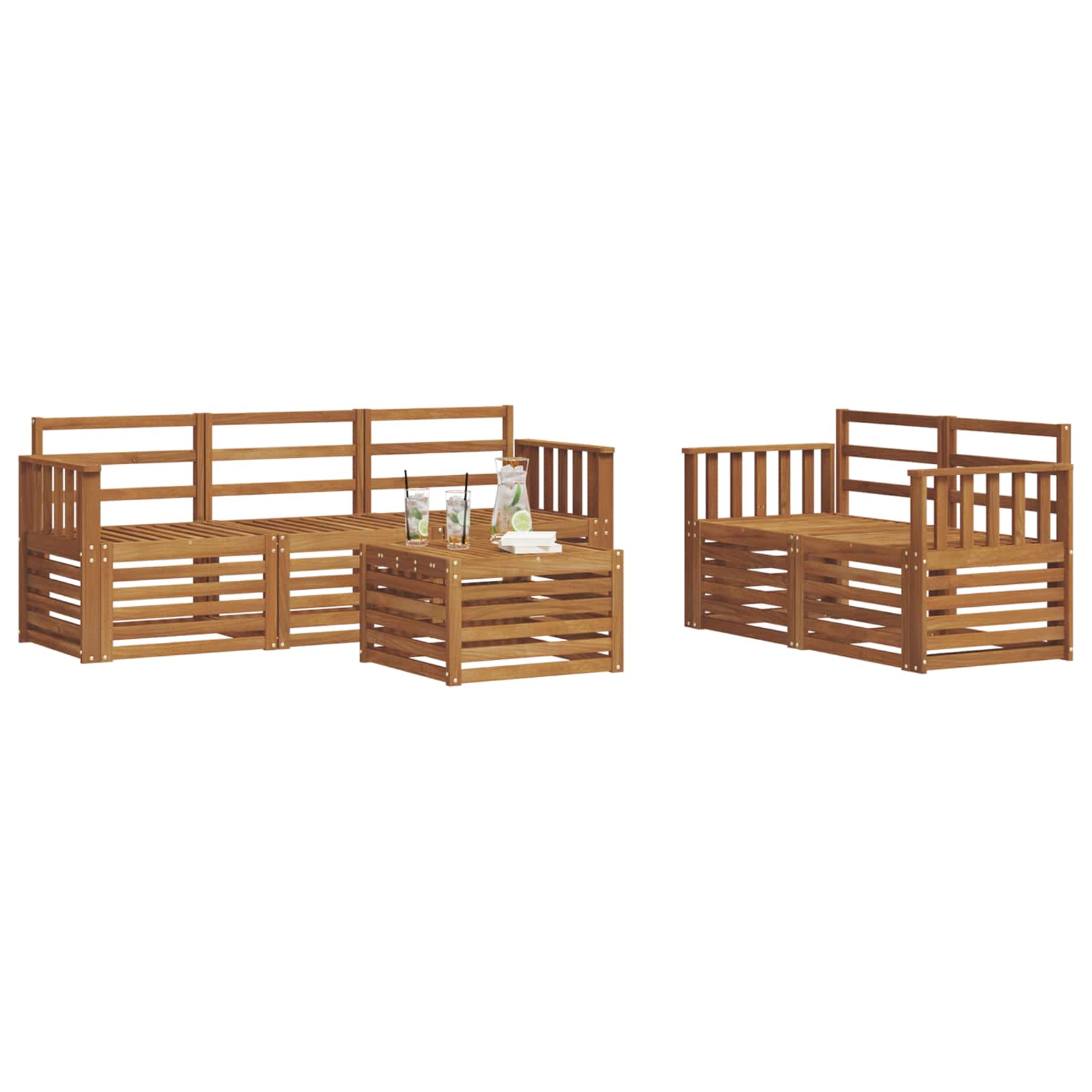 Set divani 6 pcs Naturale Legno di Acacia Massello | homemem39