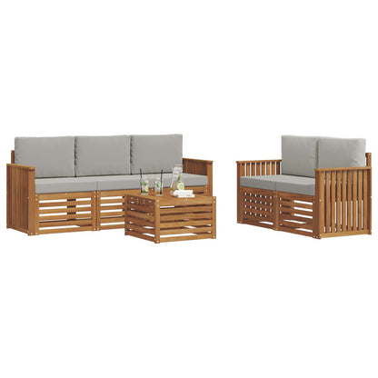 Set divani con cuscino 6 pcs Grigio Naturale e Chiaro | homemem39