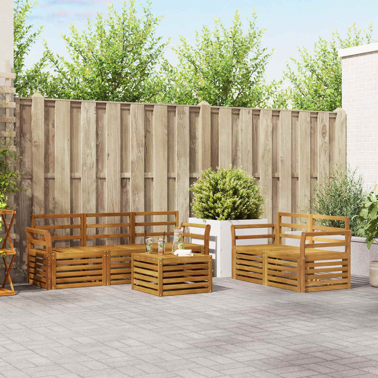 Set divani 6 pcs Naturale Legno di Acacia Massello