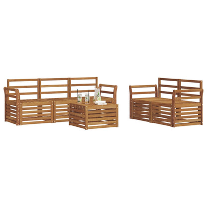 Set divani 6 pcs Naturale Legno di Acacia Massello