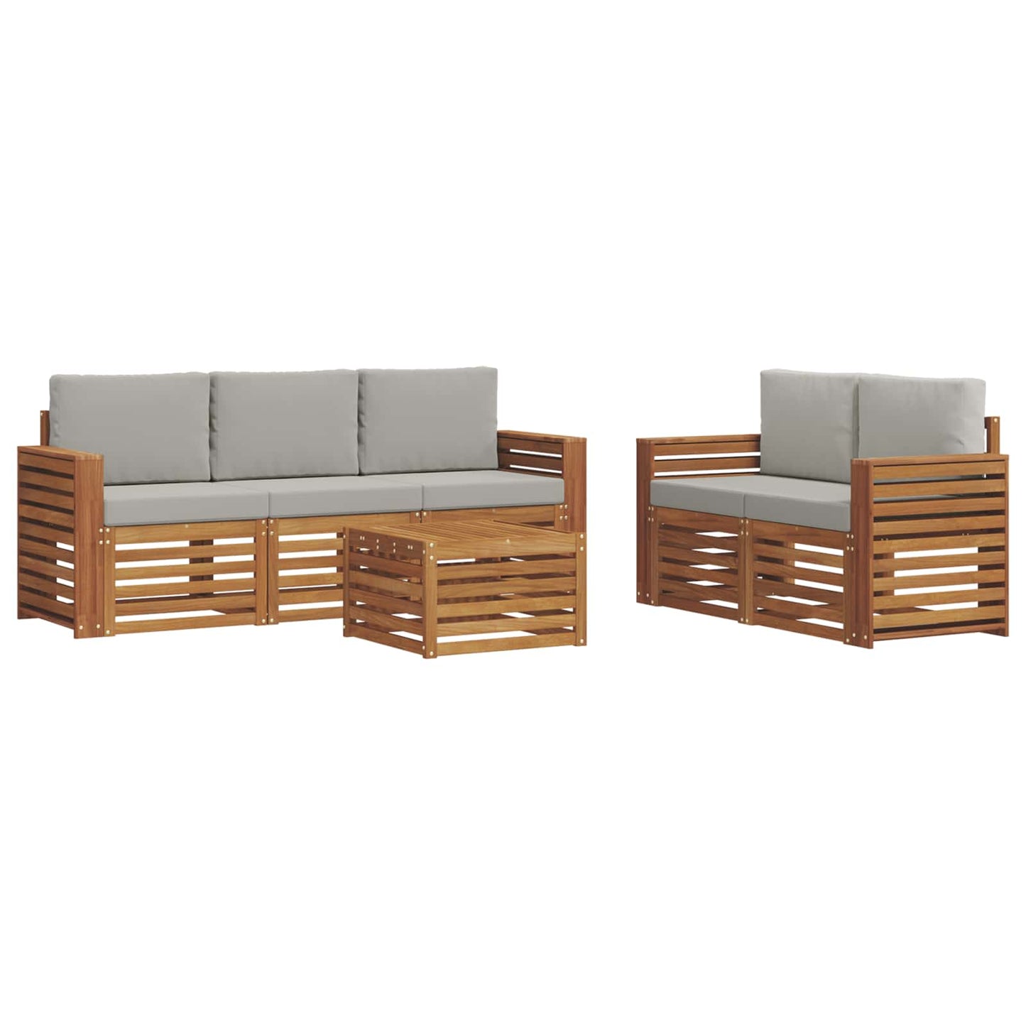 Set divani con cuscino 6 pcs Grigio Naturale e Chiaro