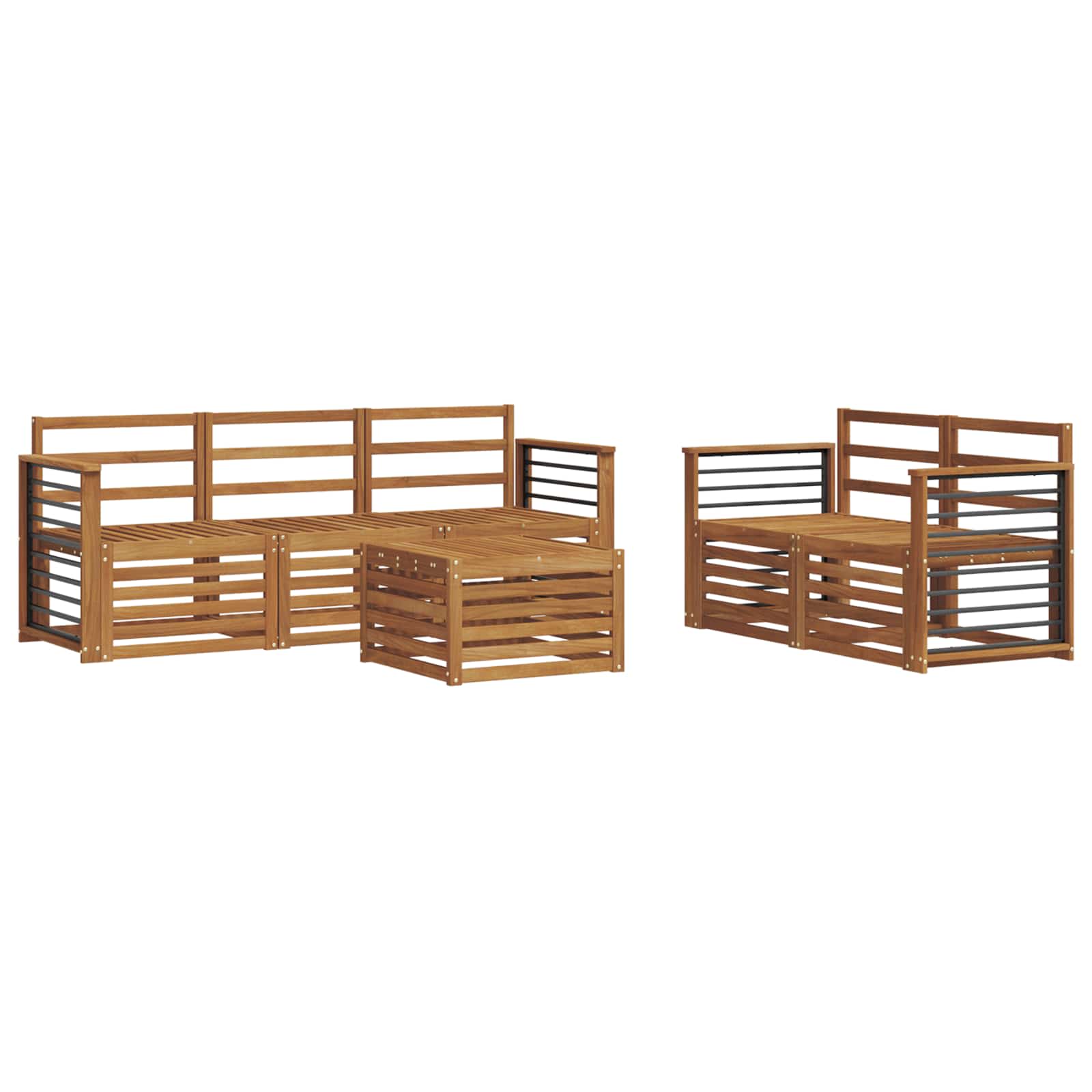 Set divani 6 pcs Naturale Legno di Acacia Massello | homemem39