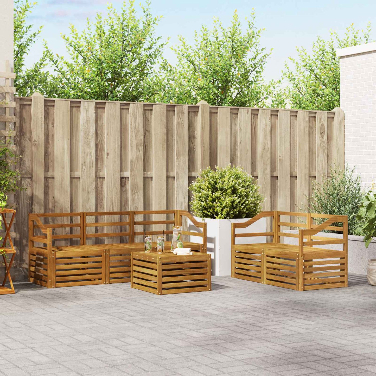 Set divani 6 pcs Naturale Legno di Acacia Massello