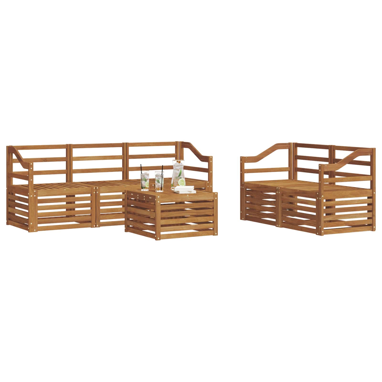 Set divani 6 pcs Naturale Legno di Acacia Massello | homemem39