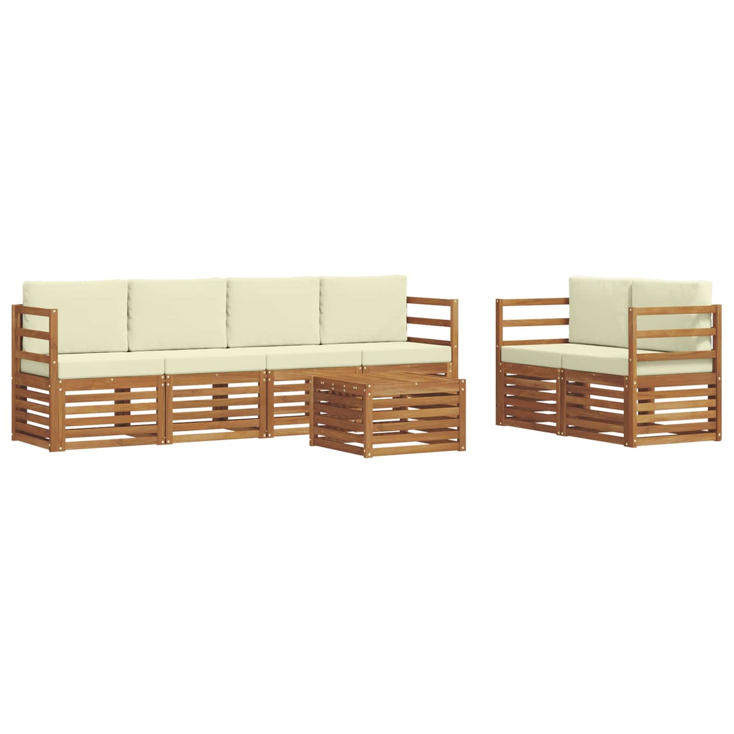 Set di divani da esterno con cuscino 7 pcs Naturale e Crema