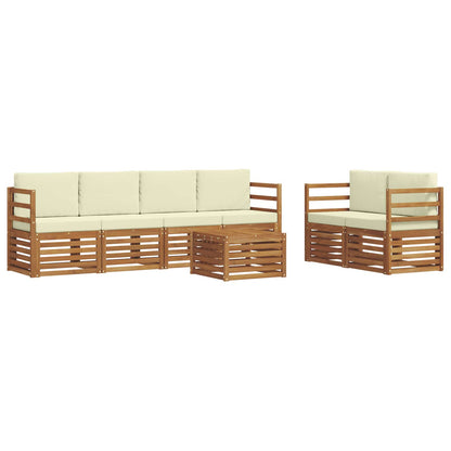 Set di divani da esterno con cuscino 7 pcs Naturale e Crema