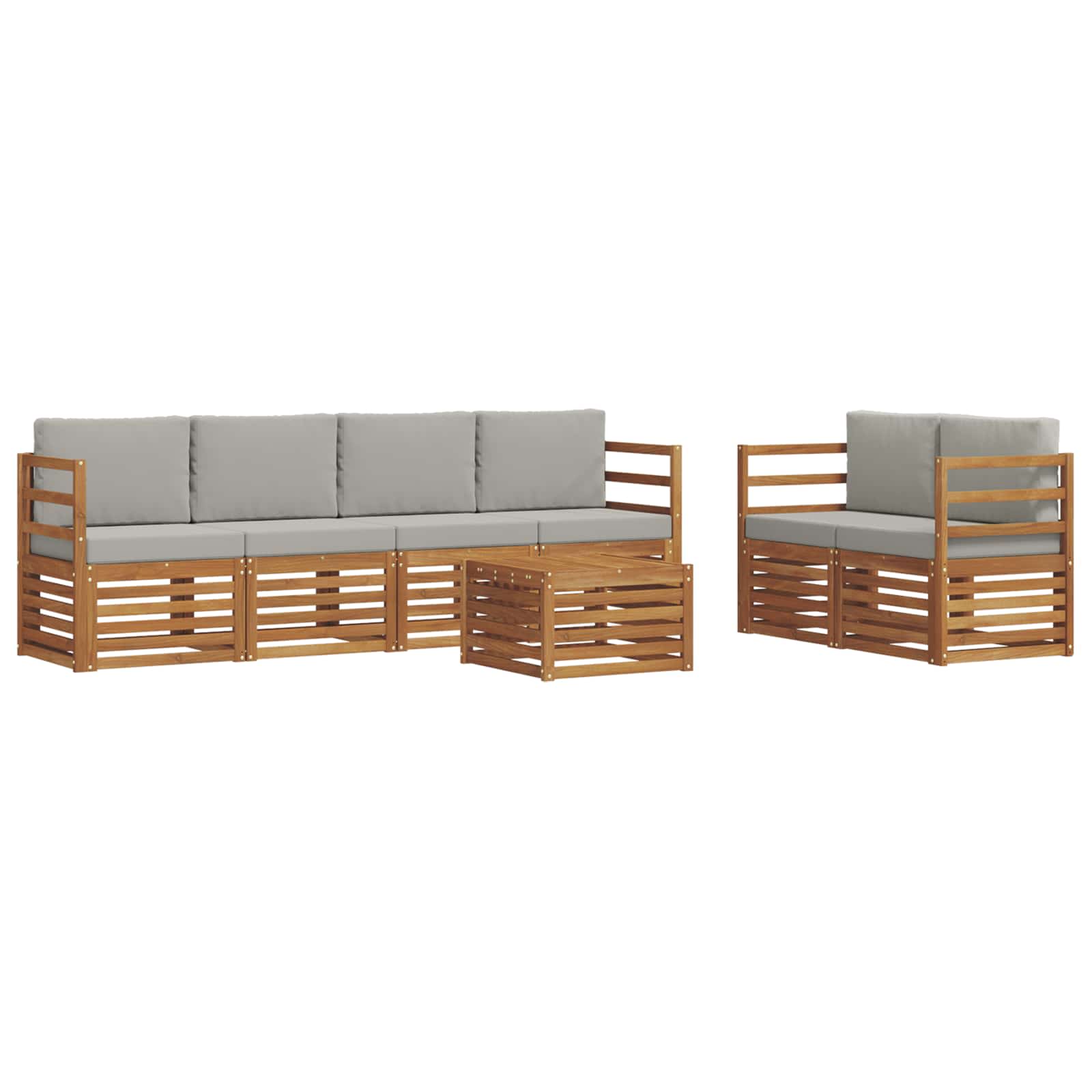 Set di divani da esterno 7 pcs Grigio Naturale e Chiaro | homemem39
