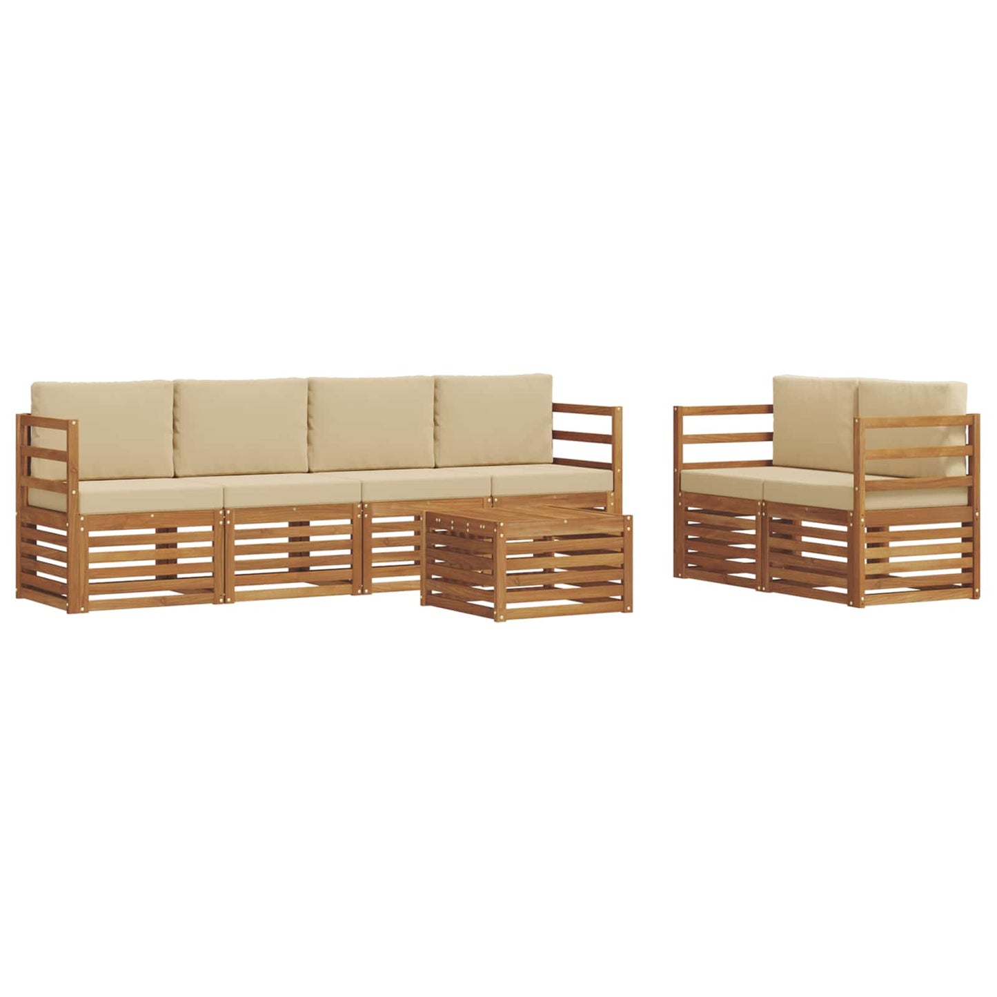 Set di divani da esterno 7 pz Naturale e Beige