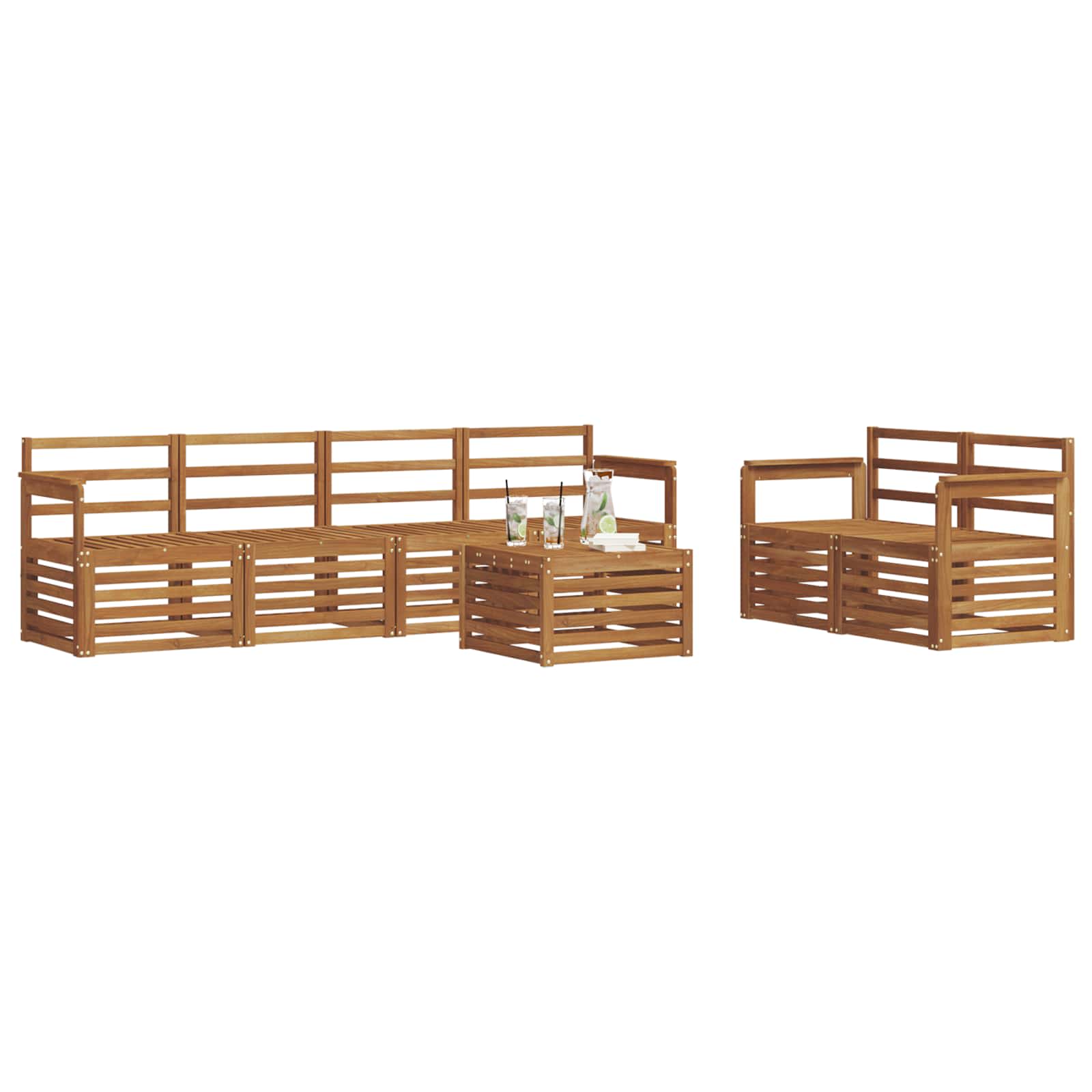 Set di divani da esterno 7 pcs Naturale | homemem39