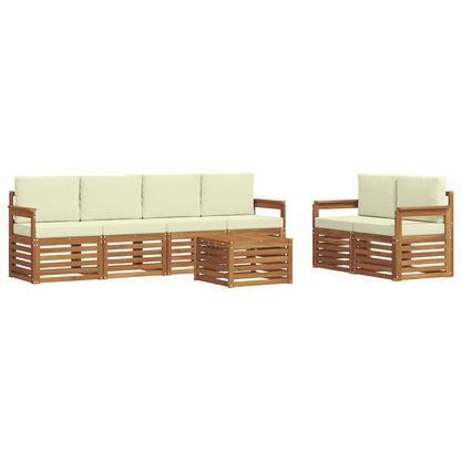 Set di divani da esterno con cuscino 7 pcs Naturale e Crema | homemem39