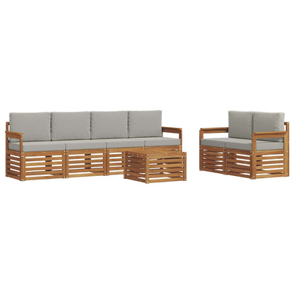 Set di divani da esterno 7 pcs Grigio Naturale e Chiaro | homemem39