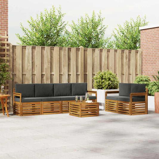 Set di divani da esterno con cuscino 7 pcs Naturale e Antracite