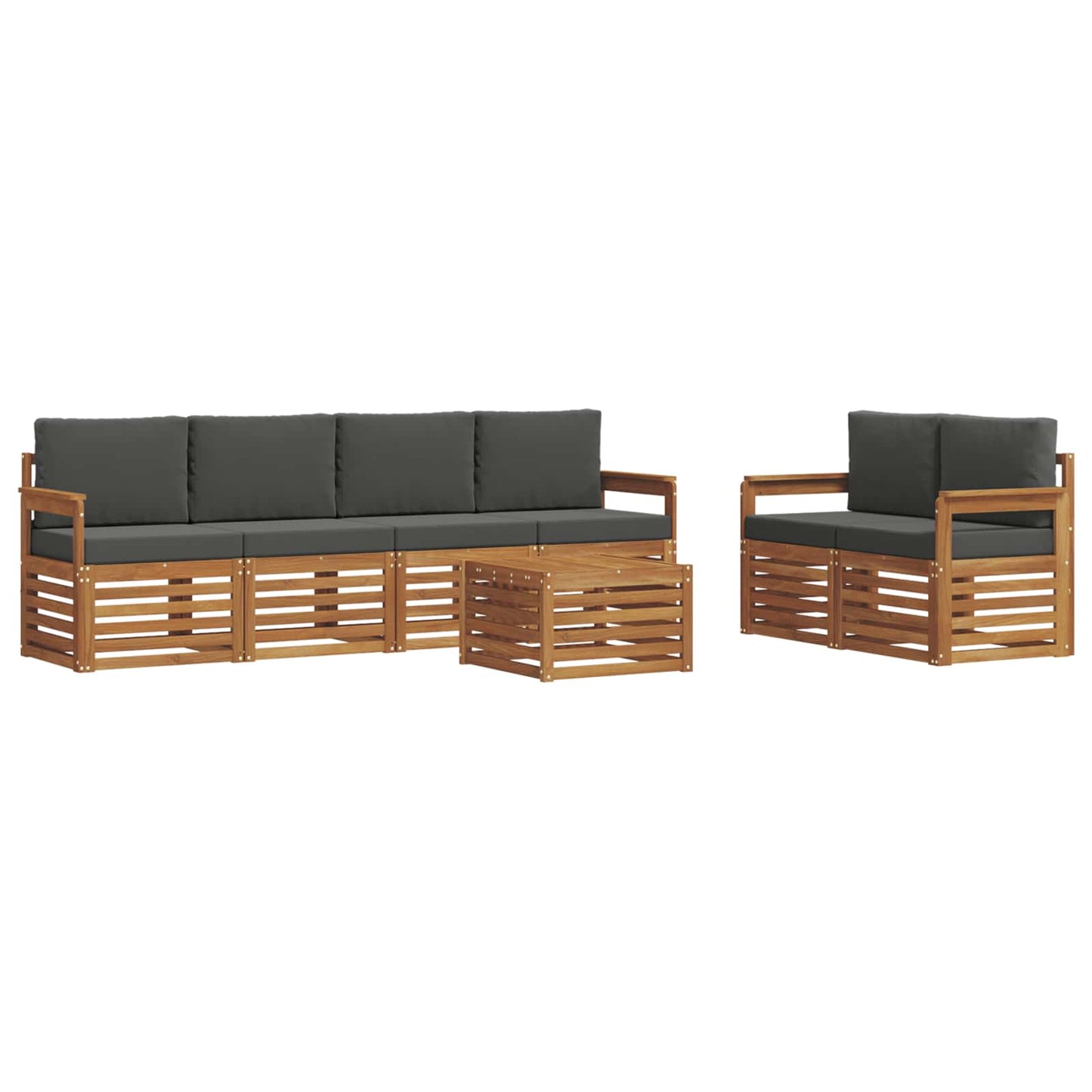 Set di divani da esterno con cuscino 7 pcs Naturale e Antracite