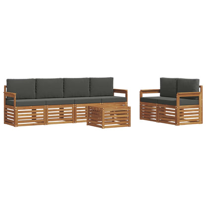 Set di divani da esterno con cuscino 7 pcs Naturale e Antracite