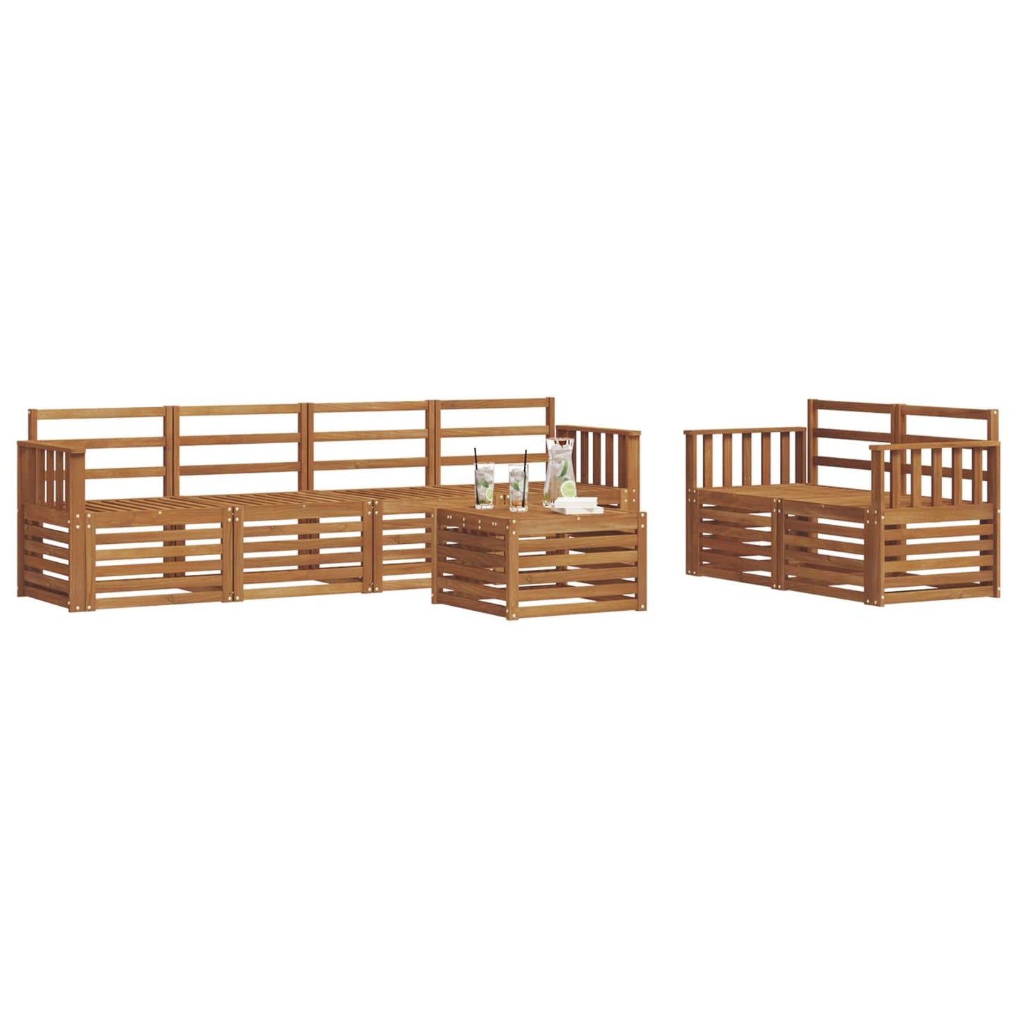 Set di divani da esterno 7 pcs Naturale