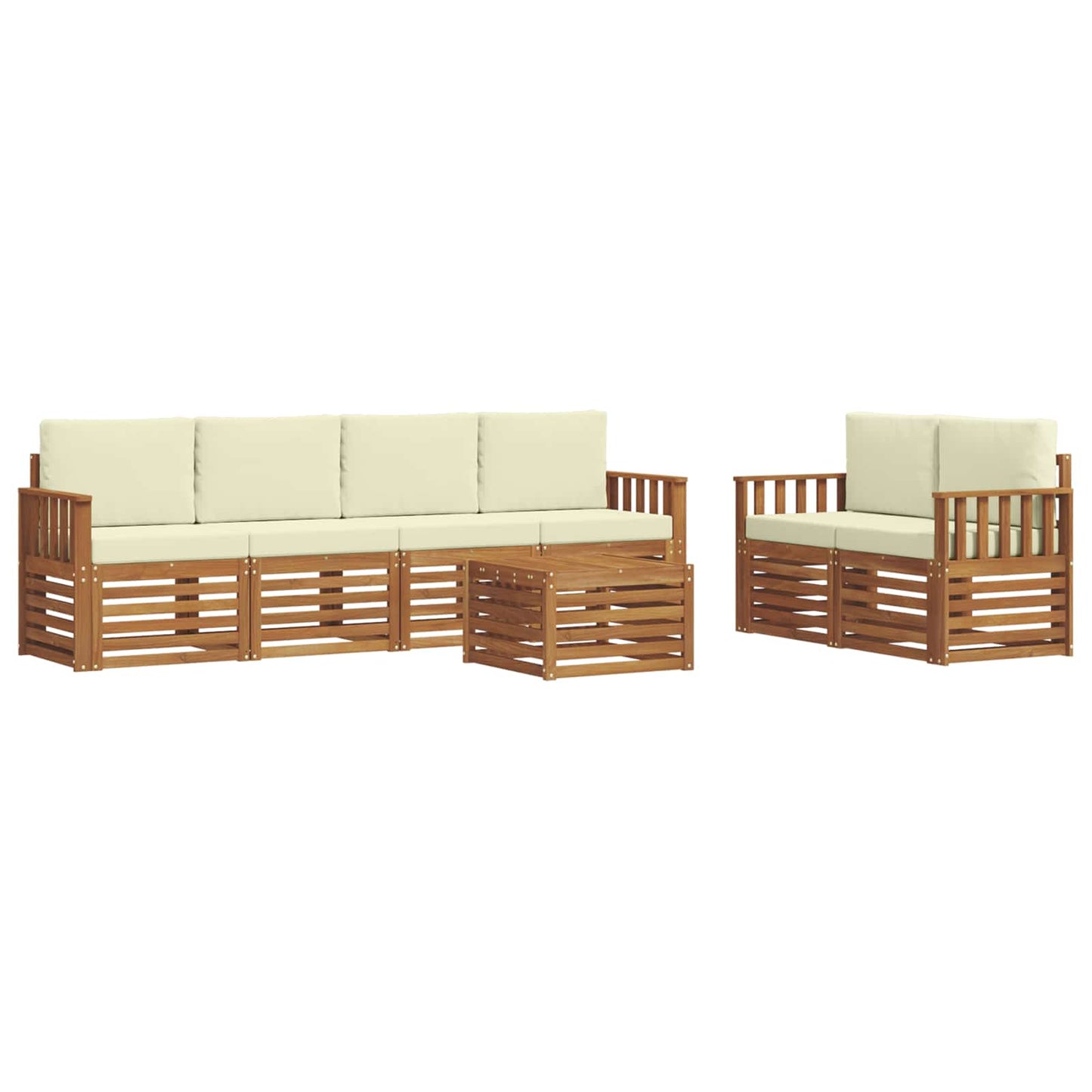 Set di divani da esterno con cuscino 7 pcs Naturale e Crema | homemem39