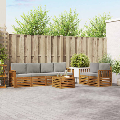Set di divani da esterno 7 pcs Grigio Naturale e Chiaro