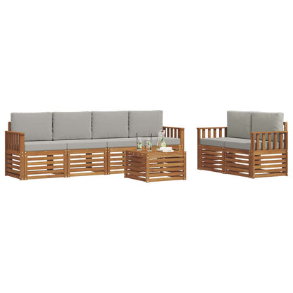 Set di divani da esterno 7 pcs Grigio Naturale e Chiaro | homemem39