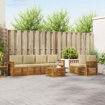 Set di divani da esterno con cuscino 7 pcs Naturale e Beige
