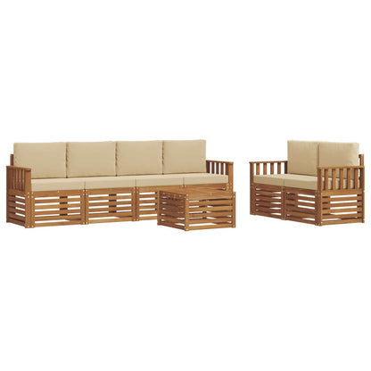 Set di divani da esterno con cuscino 7 pcs Naturale e Beige