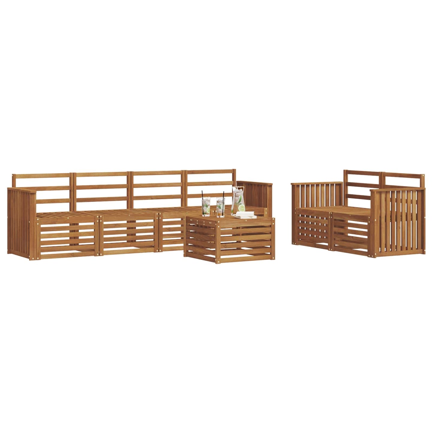 Set di divani da esterno 7 pcs Naturale | homemem39