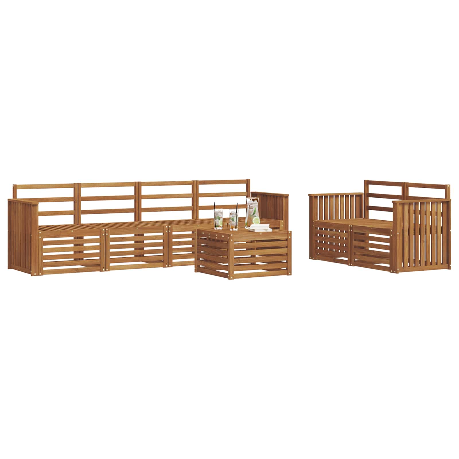Set di divani da esterno 7 pcs Naturale | homemem39