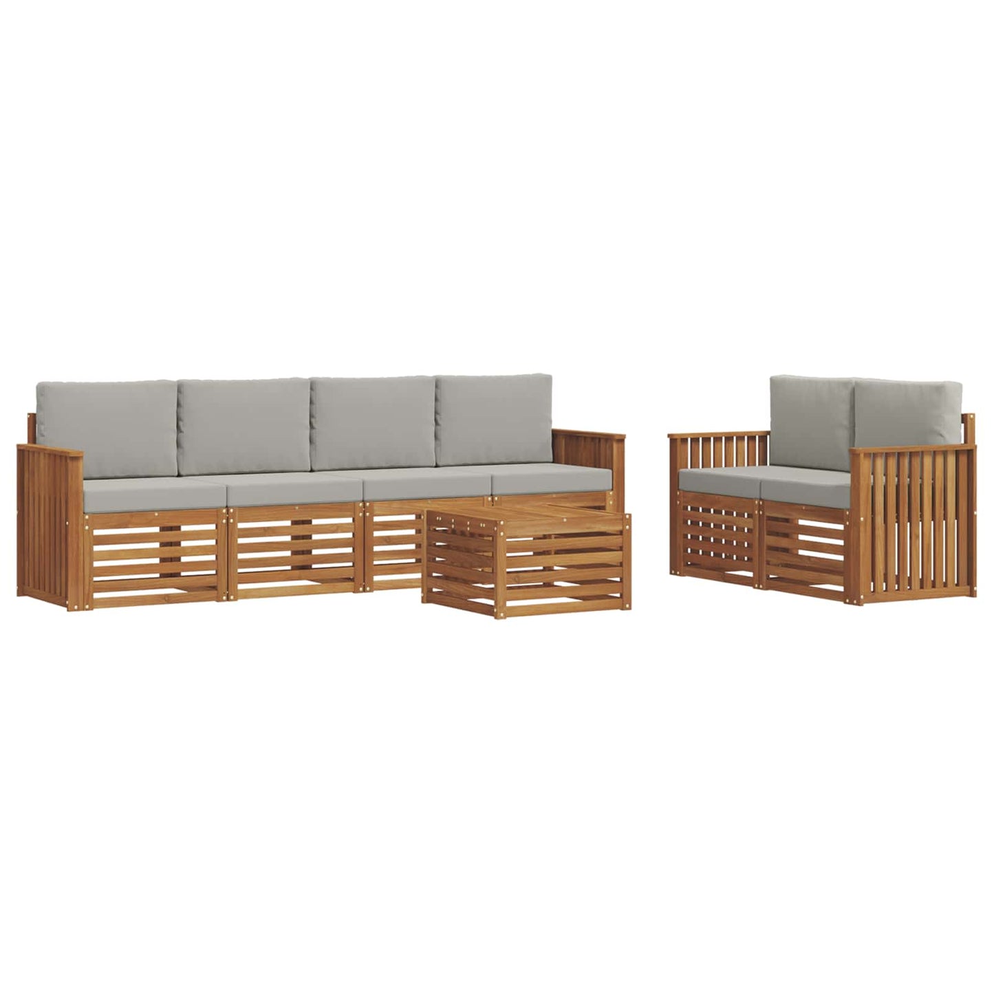 Set di divani da esterno 7 pcs Grigio Naturale e Chiaro | homemem39