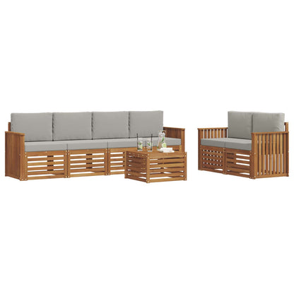 Set di divani da esterno 7 pcs Grigio Naturale e Chiaro | homemem39