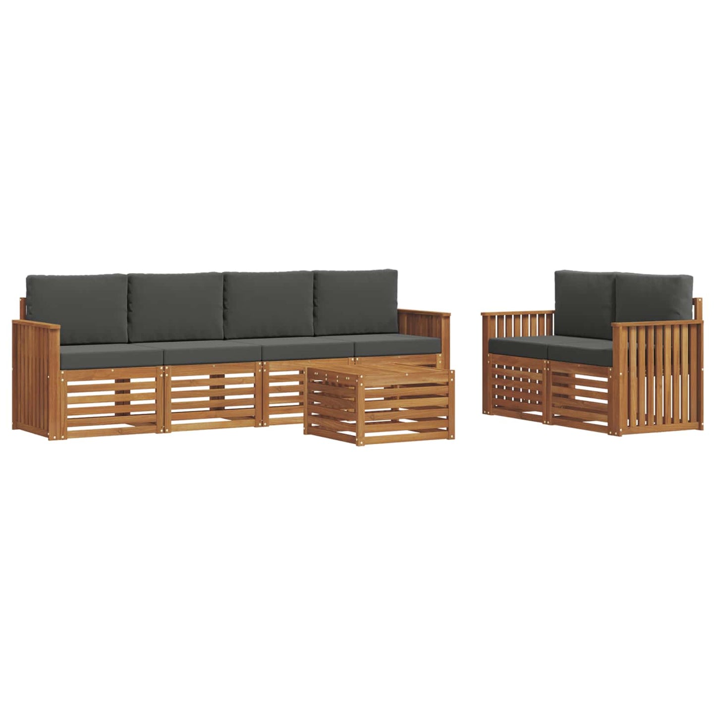 Set di divani da esterno con cuscino 7 pcs Naturale e Antracite
